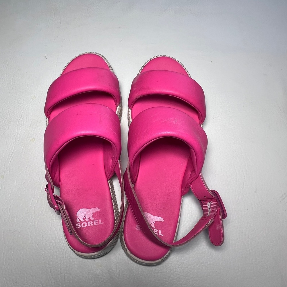 Sorel ONA Streetworks Go To Sandal Womens 9 Hot Pink Padded Leather Platform - Picture 10 of 15
